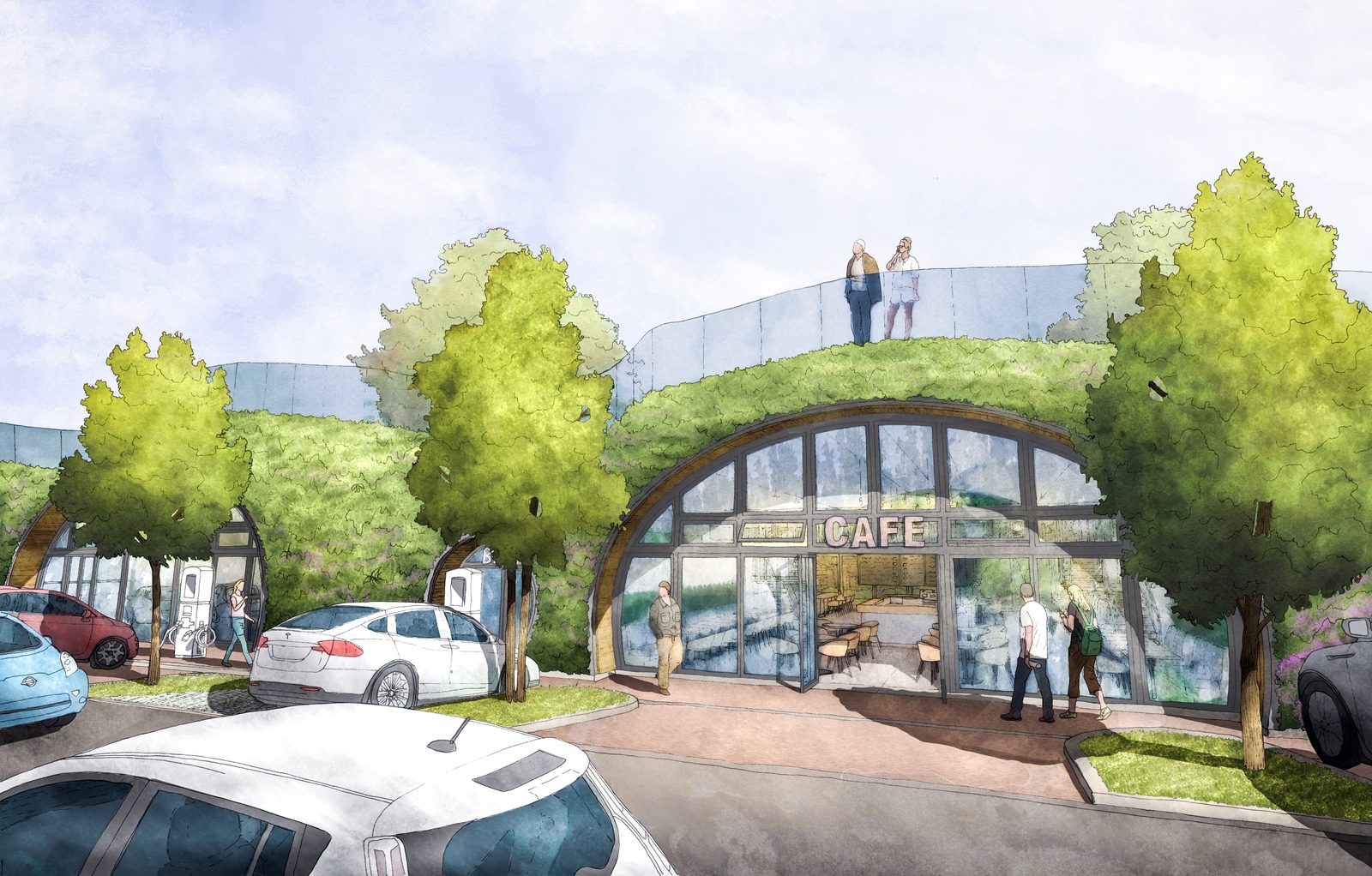 ReCharge One arched canopy structures
